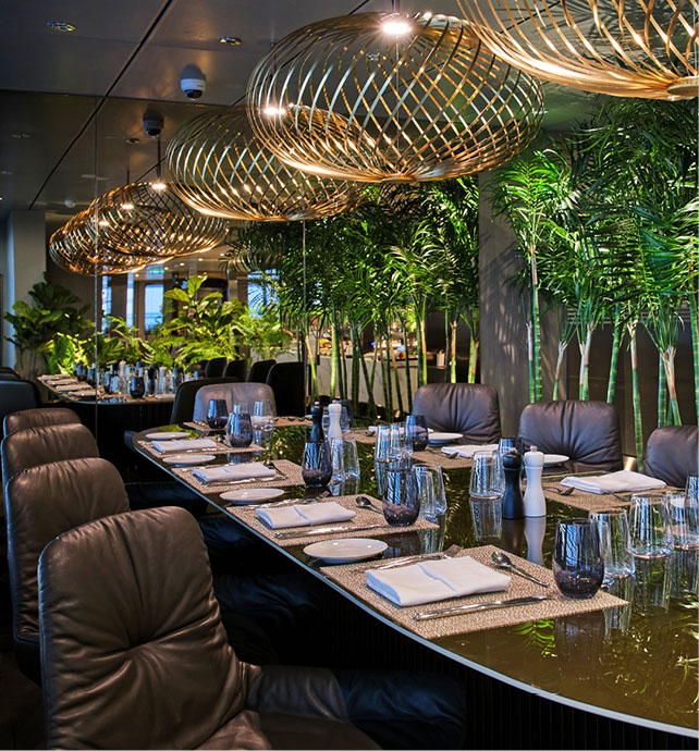 Dining area on a luxury superyacht
