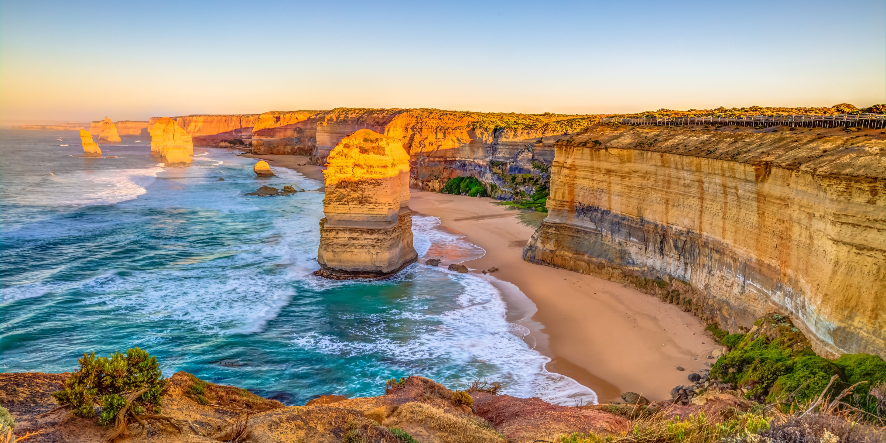 Panoramic view of the twelve apostles on the Great Ocean Road in Australia