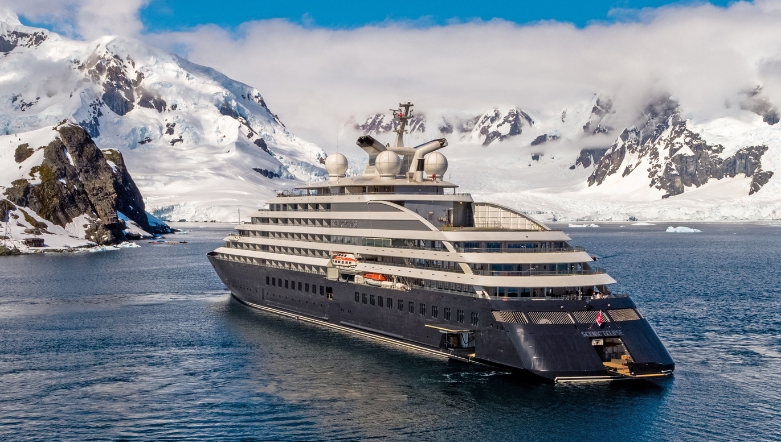 Ultra-Luxury Discovery Yacht sailing in the waters of Antarctica