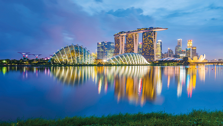 Singapore skyline at night